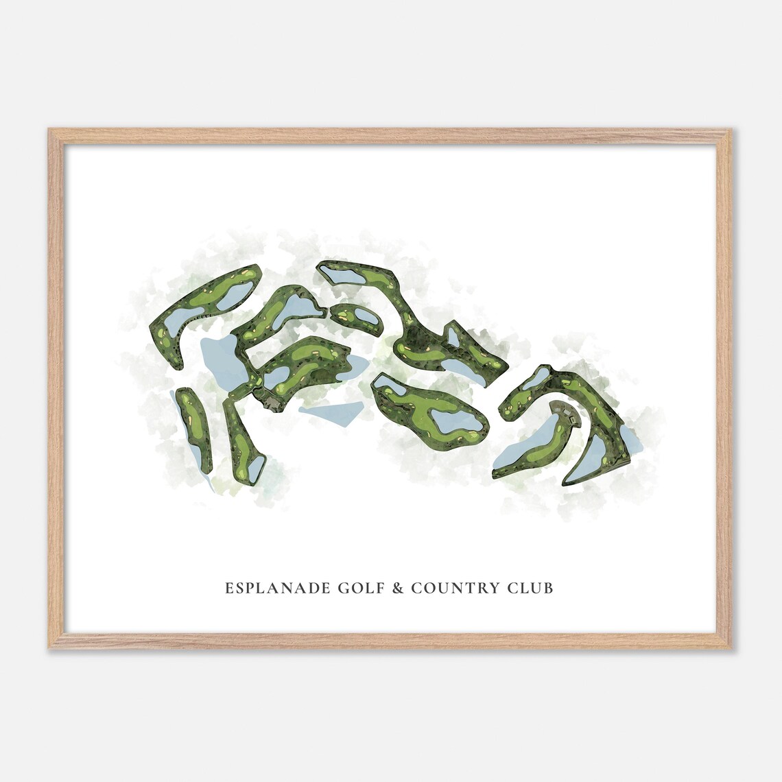Esplanade Golf Country Club Classic Watercolor Map Art Poster