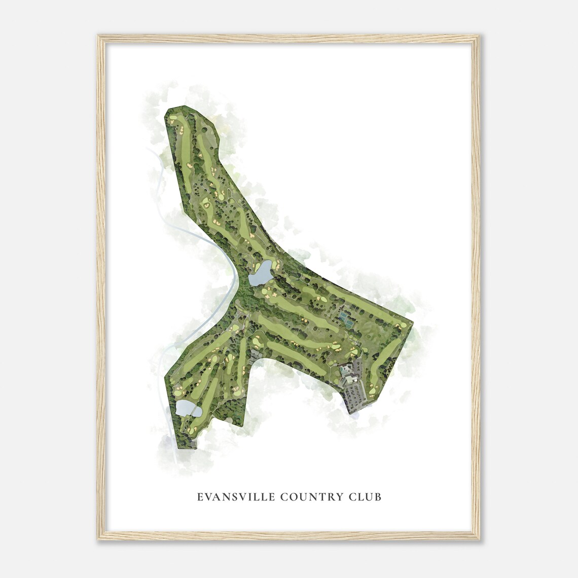 Evansville Country Club Classic Watercolor Aerial Map Poster - Image 2