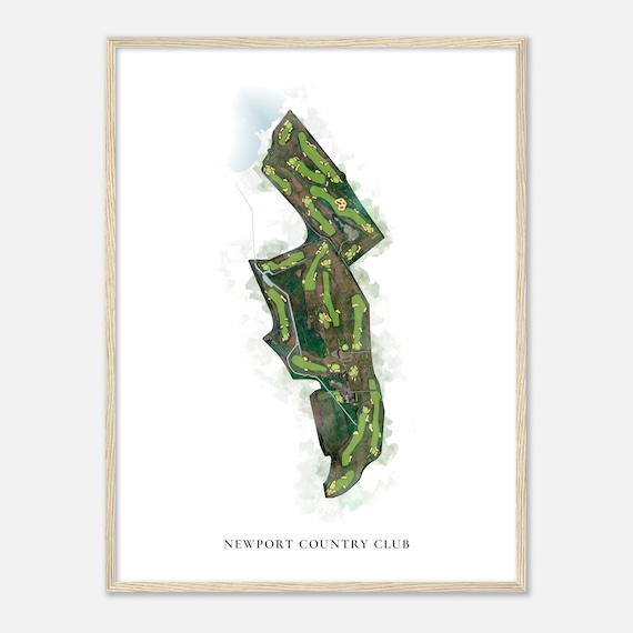 Newport Country Club Rhode Island Classic Watercolor Map Golfer Gift Golf Wall Art Golf Poster Print Course Layout