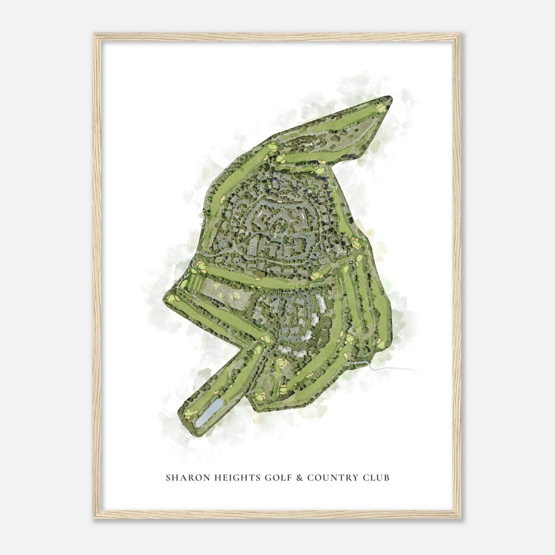 Sharon Heights Golf and Country Club Watercolor Course Map Poster - Image 2