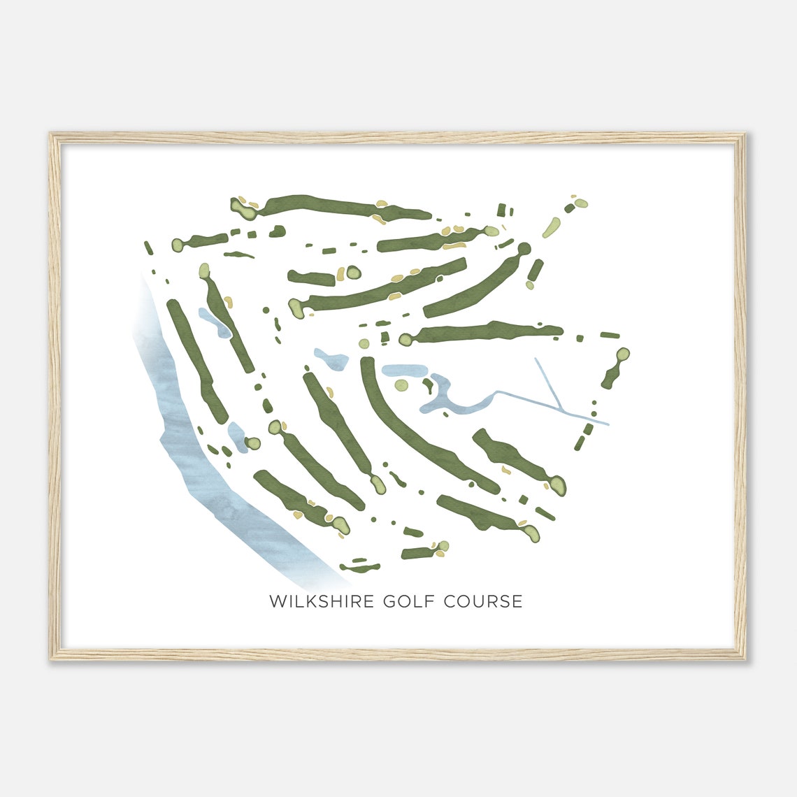 Wilkshire Golf Course Minimalist Watercolor Golf Course Map Poster