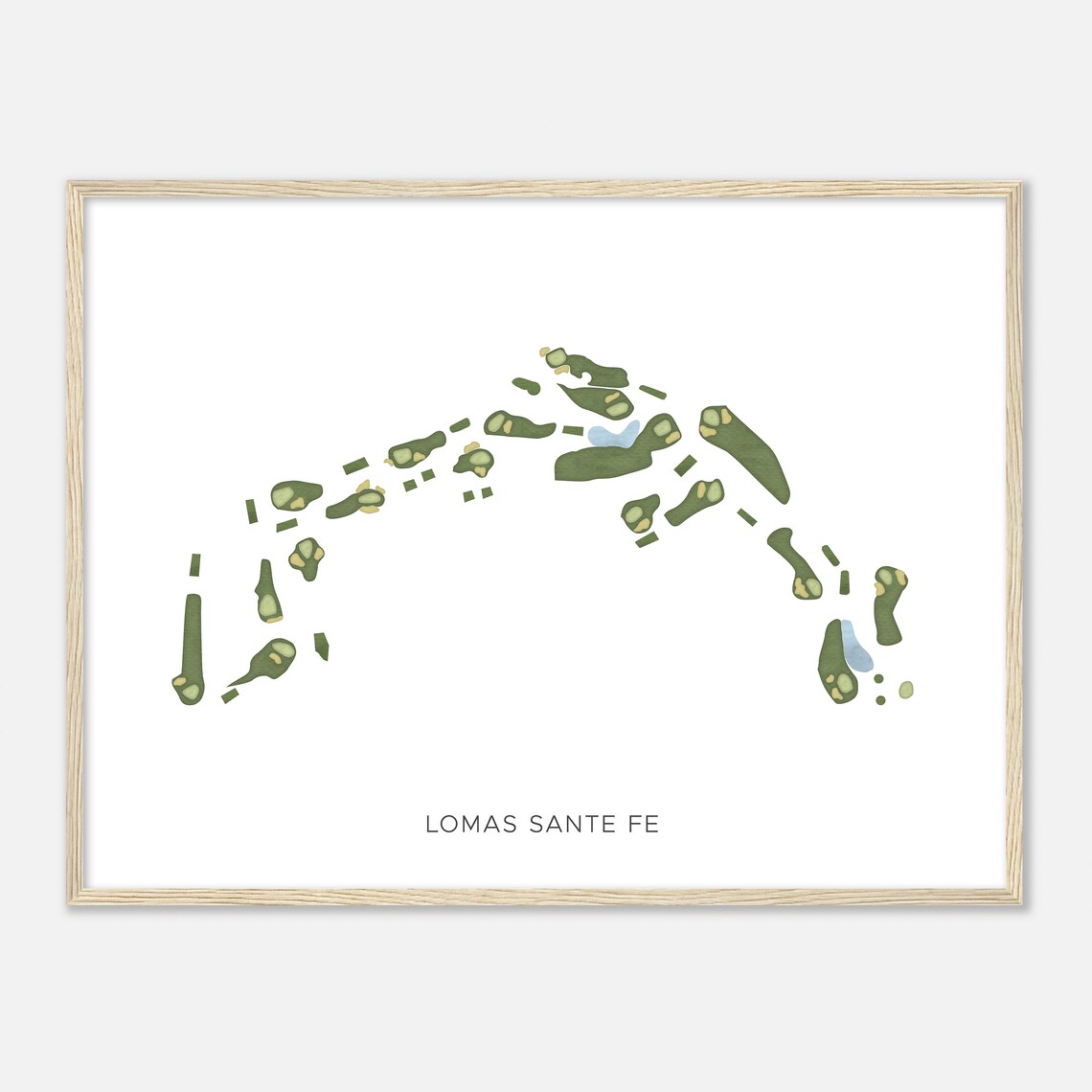 Lomas Sante Fe California Modern Watercolor Map Golfer Gift Golf Wall Art Golf Poster Print Course Layout