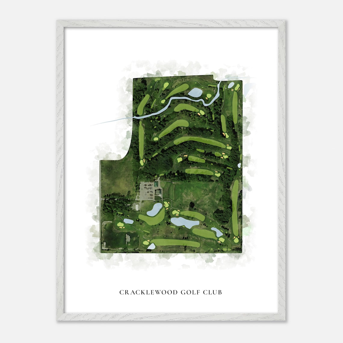 Cracklewood Golf Club Classic Watercolor Aerial Map Art Poster - Image 2