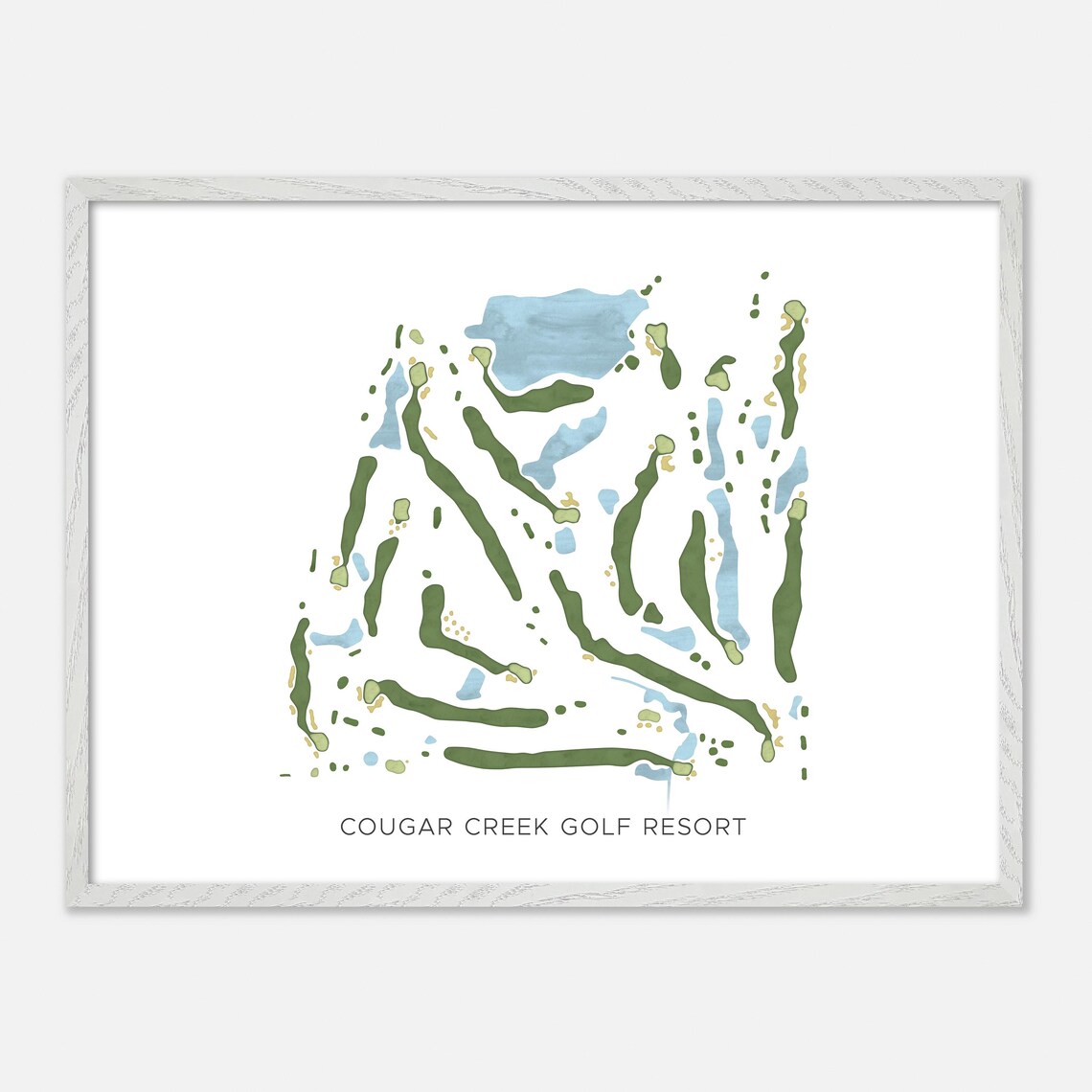 Cougar Creek Golf Resort Carvel Canada Modern Watercolor Golf Map Poster - Image 3