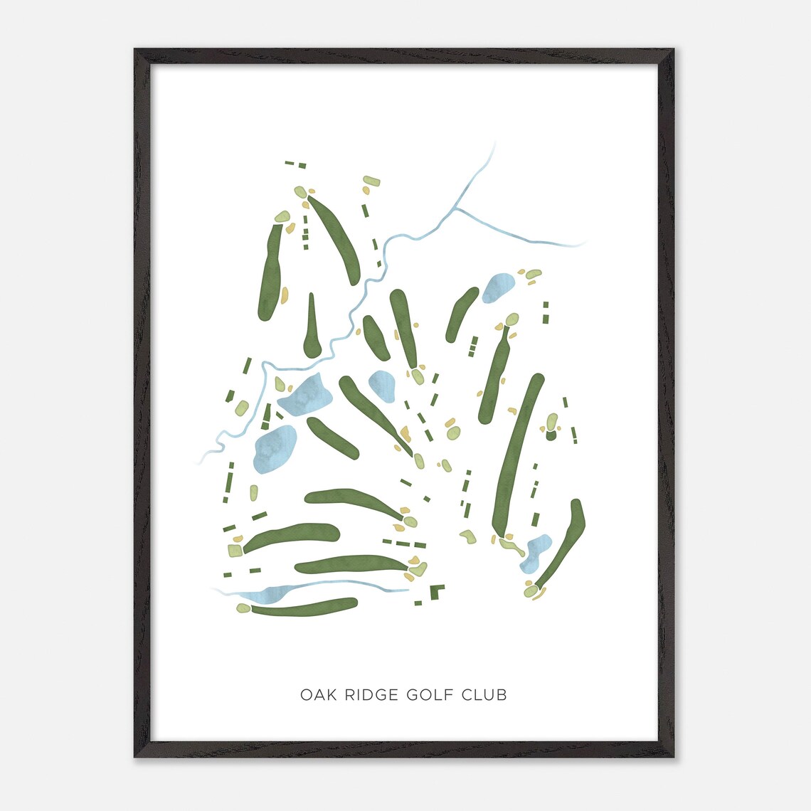 Oak Ridge Golf Club Minimalist Watercolor Creekside Map Poster - Image 3