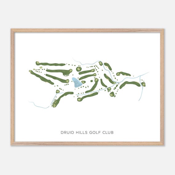 Druid Hills Golf Club In Atlanta Georgia Modern Watercolor Map Golfer Gift Golf Wall Art Golf Poster Print Course Layout