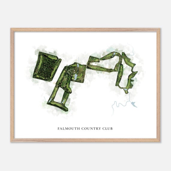 Falmouth Country Club In Falmouth Maine Classic Watercolor Map Golfer Gift Golf Wall Art Golf Poster Print Course Layout