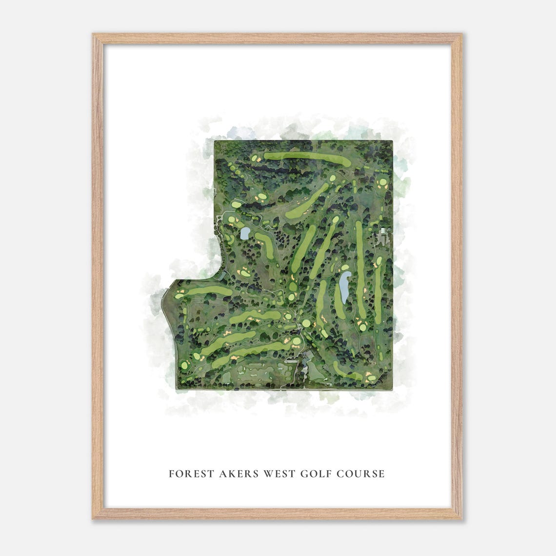 Forest Akers West Golf Course Watercolor Aerial Layout Map Poster - Image 6