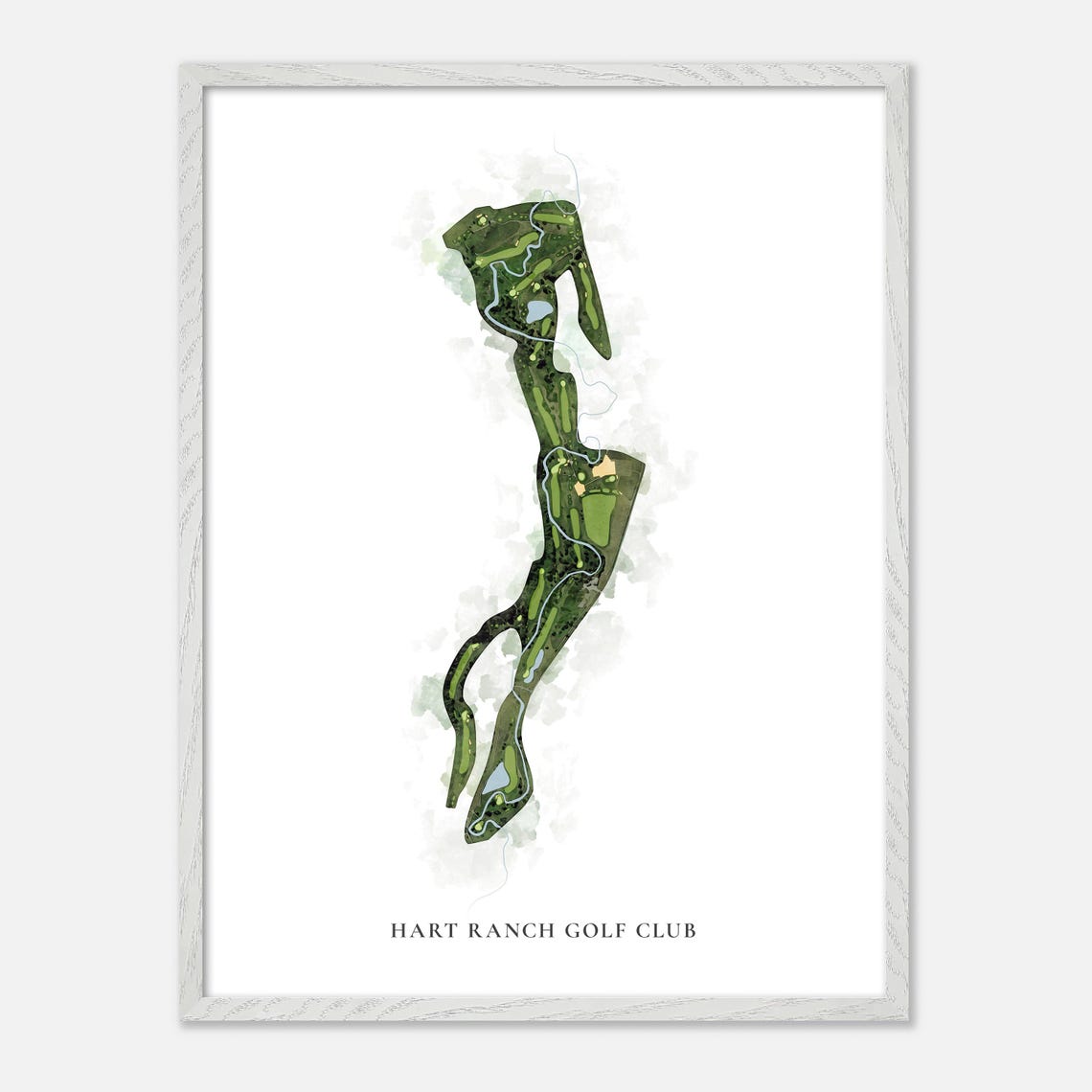 Hart Ranch Golf Club Classic Watercolor Course Map Art Poster - Image 2