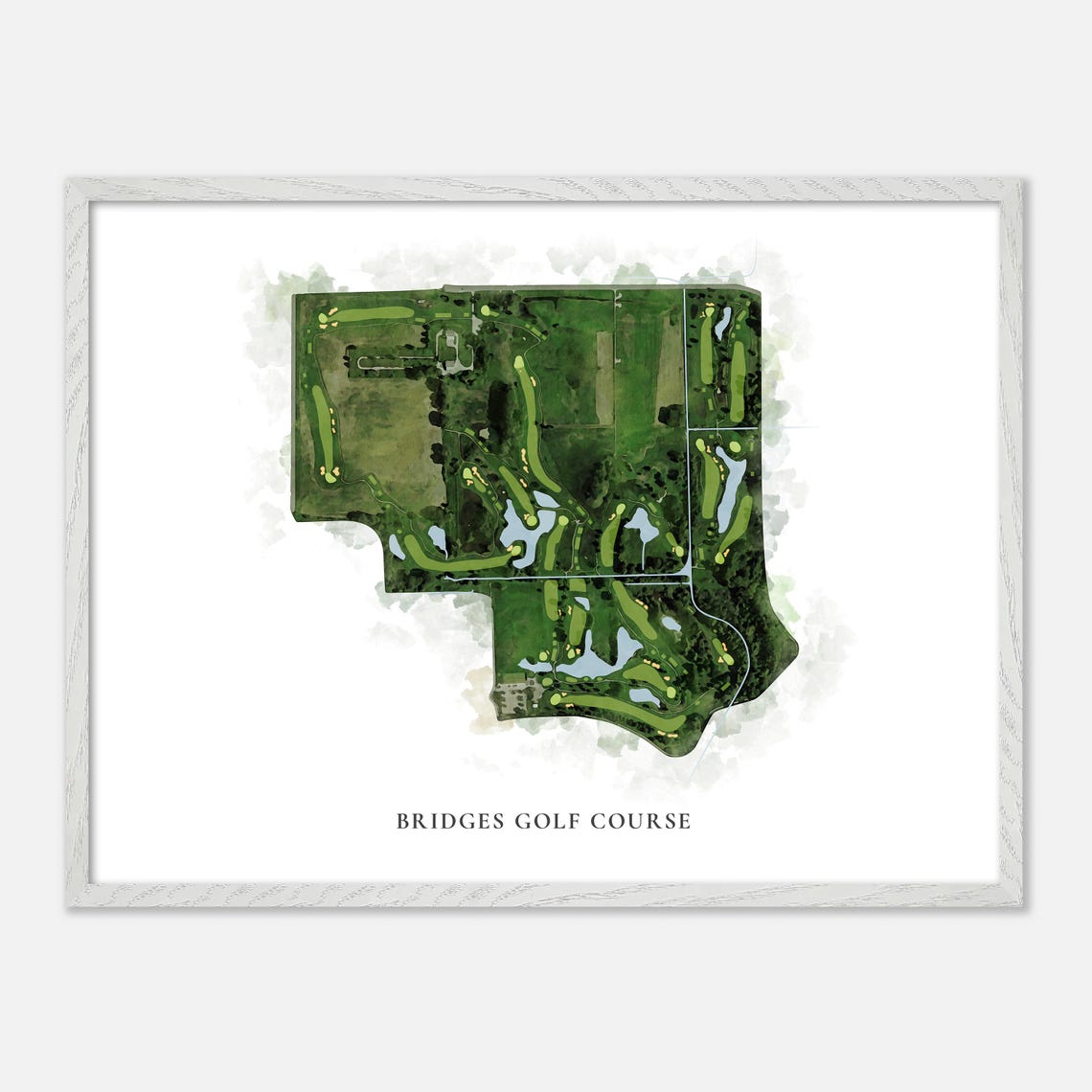Bridges Golf Course Classic Watercolor Aerial Map Art Poster - Image 4
