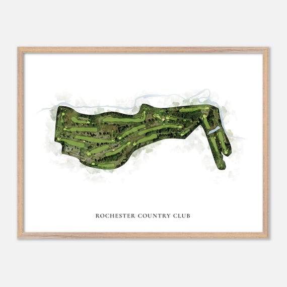 Rochester Country Club In Rochester New Hampshire Classic Watercolor Map Golfer Gift Golf Wall Art Golf Poster Print Course Layout