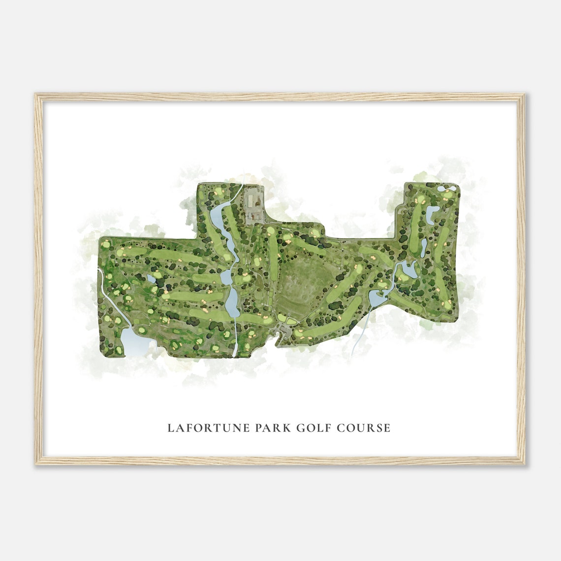 Lafortune Park Golf Course Oklahoma Classic Watercolor Golf Map Poster - Image 2