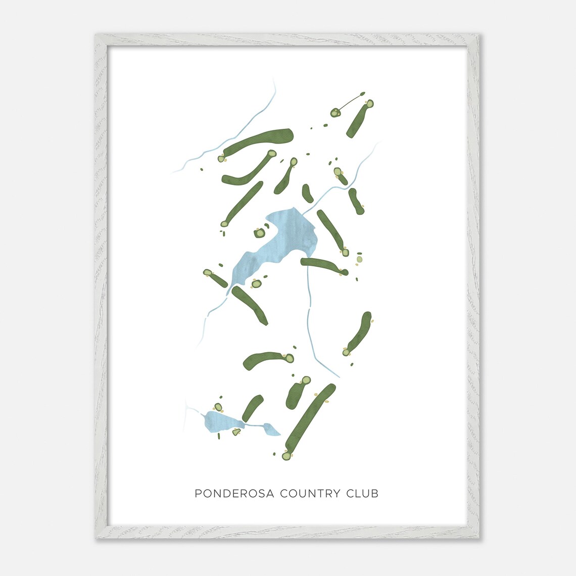 Ponderosa Country Club Watercolor Fairway Map Lakeside Layout Poster - Image 2