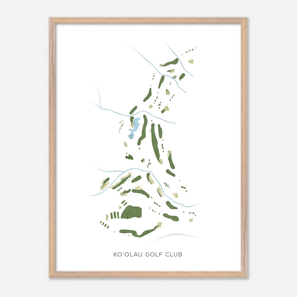 Ko'olau Golf Club Kaneohe Hawaii Modern Watercolor Map Poster - Image 2