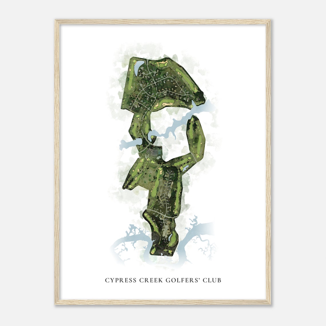 Cypress Creek Golfers' Club Virginia Classic Watercolor Map Poster - Image 2