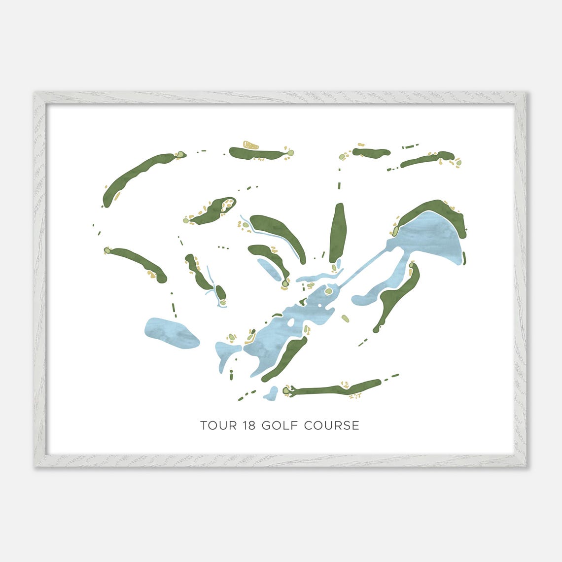 Tour 18 Golf Course Watercolor Fairway Map Lakeside Layout Poster - Image 4