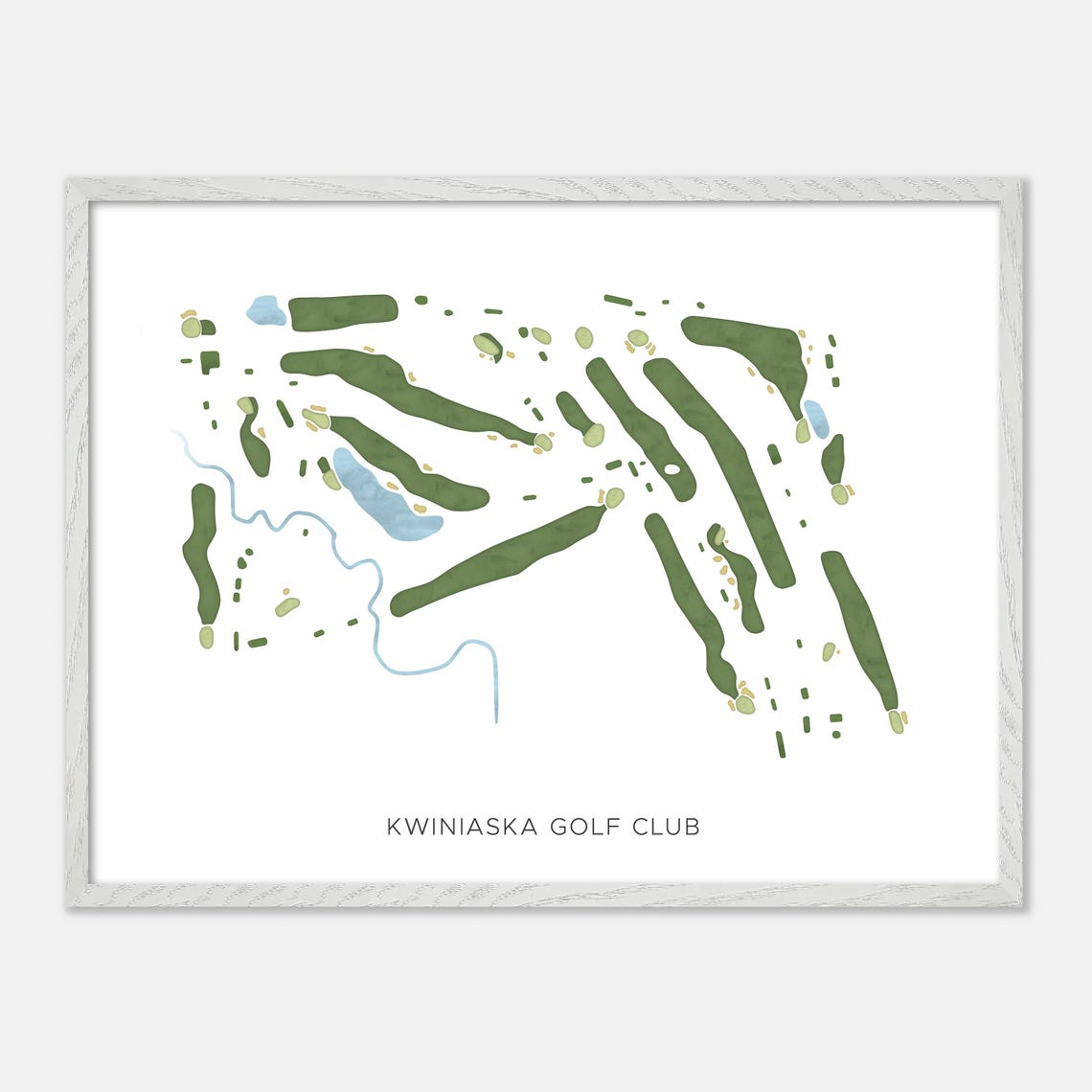 Kwiniaska Golf Club Vermont Modern Watercolor Course Map Poster - Image 4