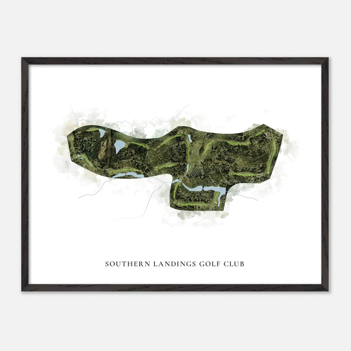 Southern Landings Golf Club Classic Watercolor Course Map Poster - Image 5