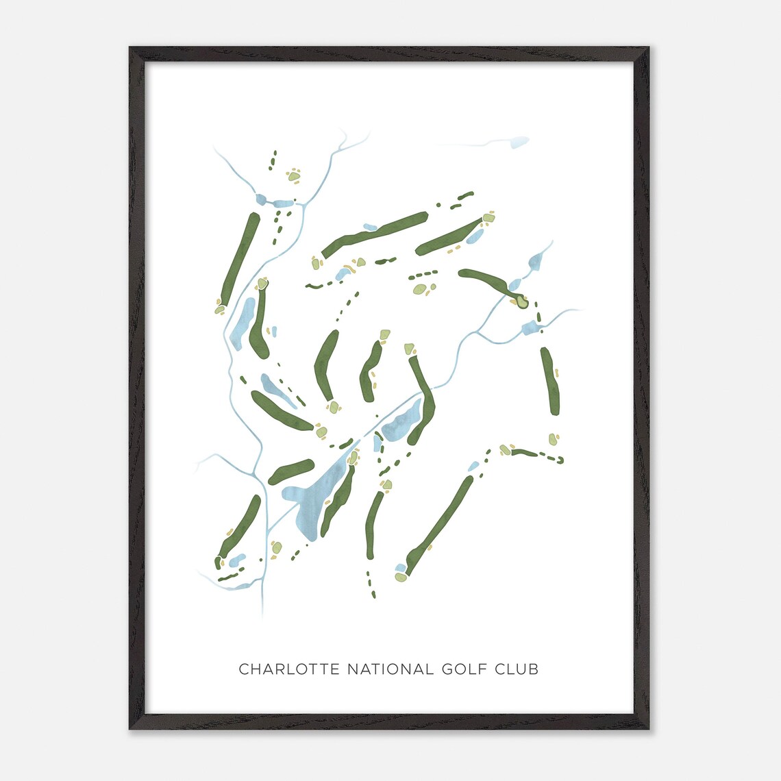 Charlotte National Golf Club Indian Trail NC Modern Watercolor Golf Map Poster - Image 3
