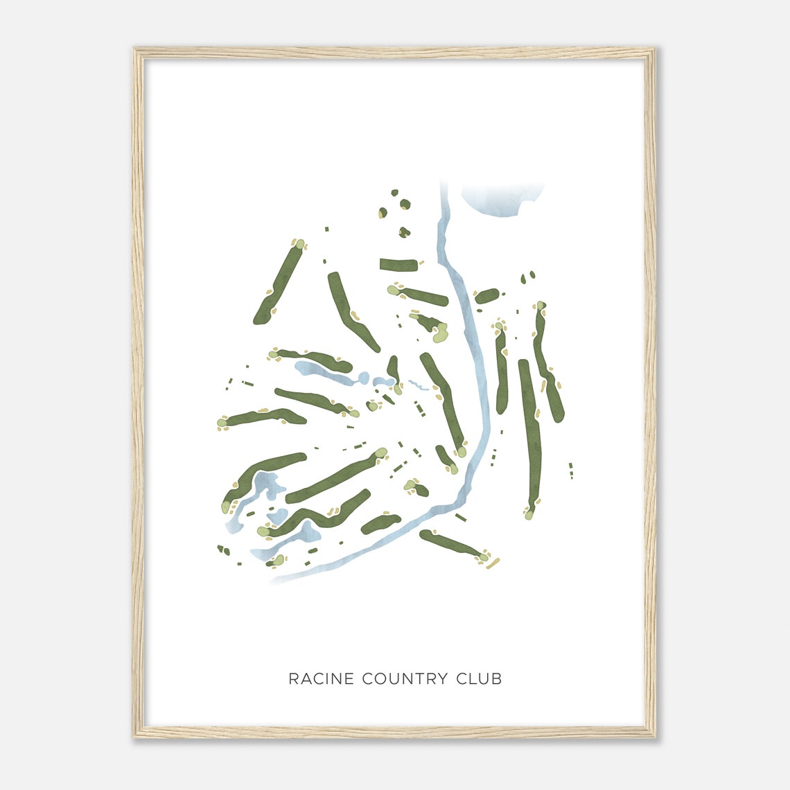 Racine Country Club Riverside Golf Course Map Minimalist Wall Art - Image 2