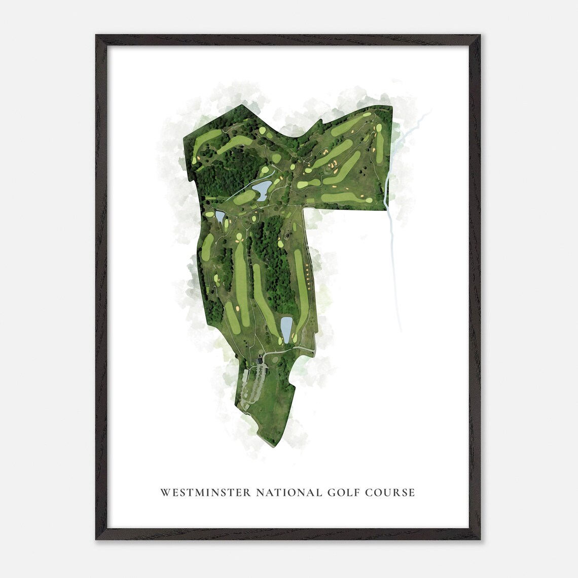 Westminster National Golf Course Watercolor Aerial Map Art Poster - Image 3