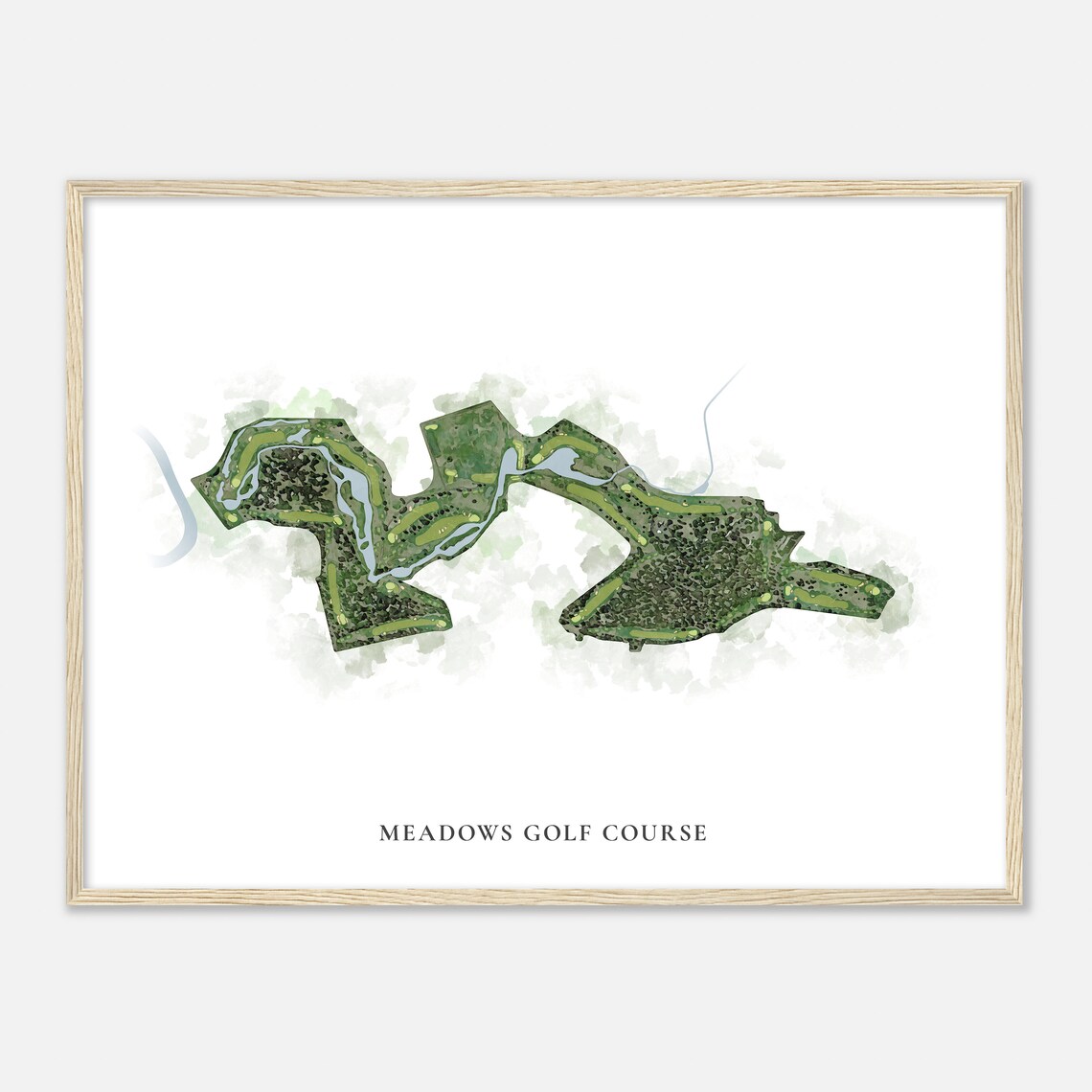 Meadows Golf Course Oregon Classic Watercolor Map Golfer Gift Golf Wall Art Golf Poster Print Course Layout