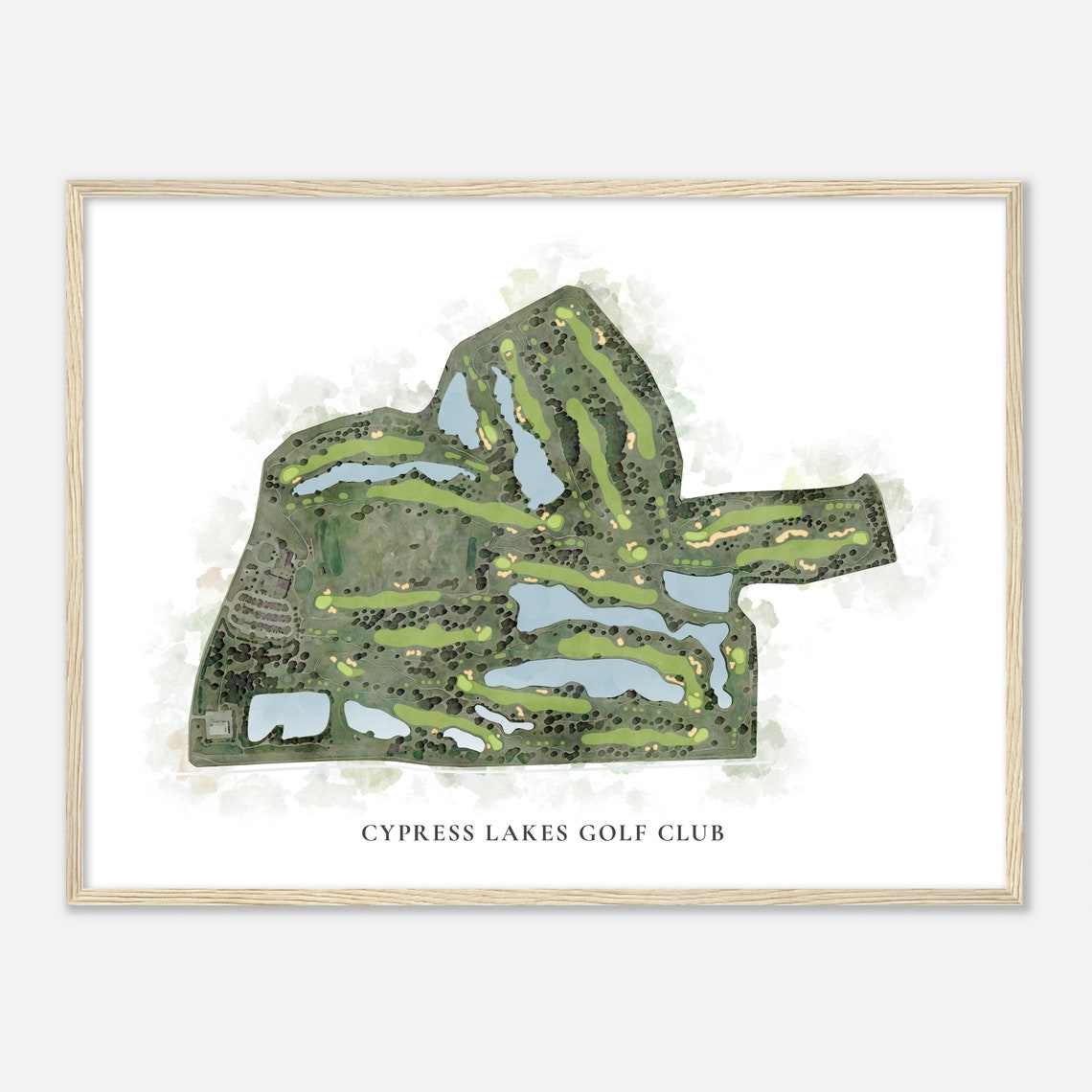 Cypress Lakes Golf Club Texas Classic Watercolor Map Golf Poster - Image 2