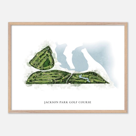 Jackson Park Golf Course Chicago Illinois Classic Watercolor Map Poster