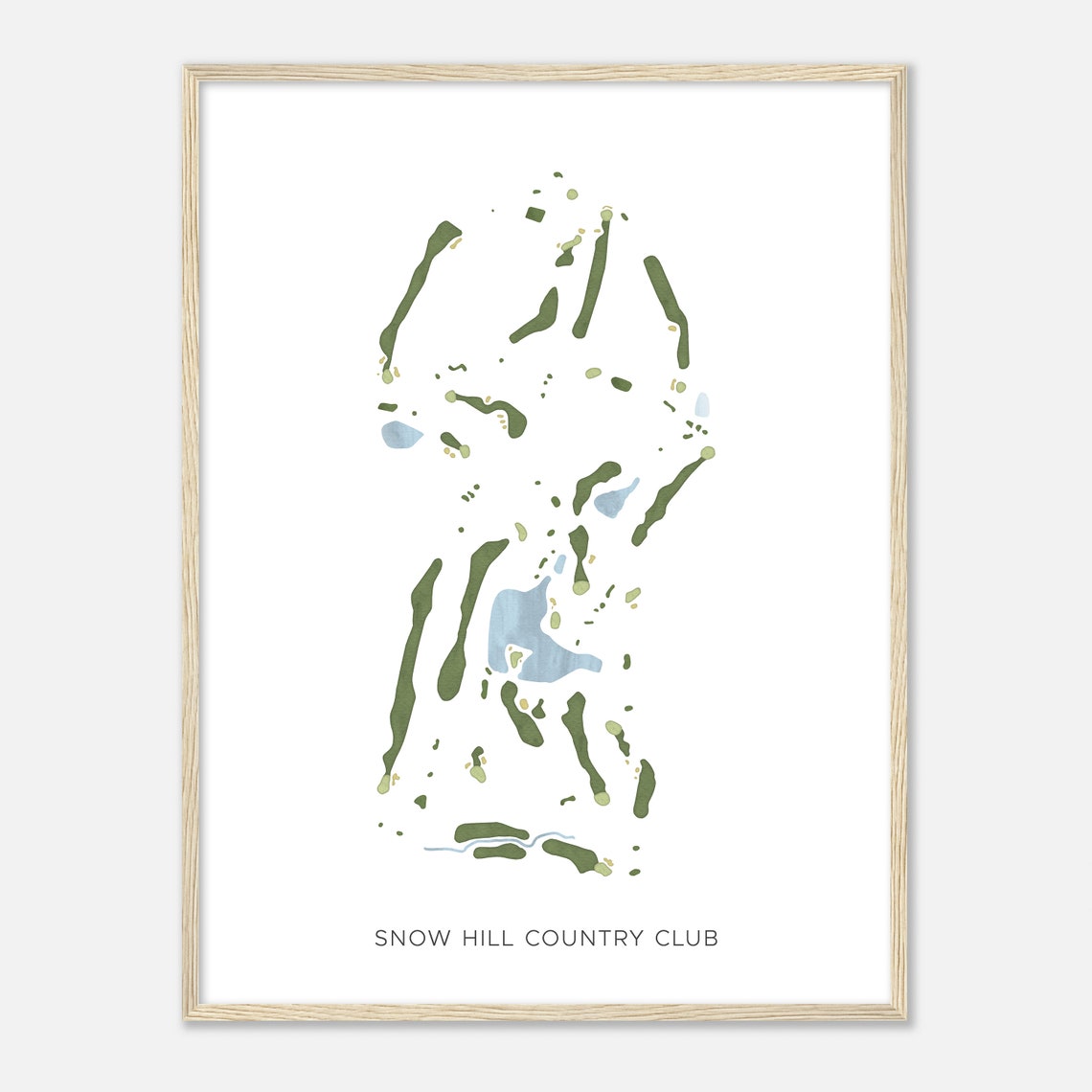Snow Hill Country Club Minimalist Watercolor Map Golfer Wall Art - Image 2