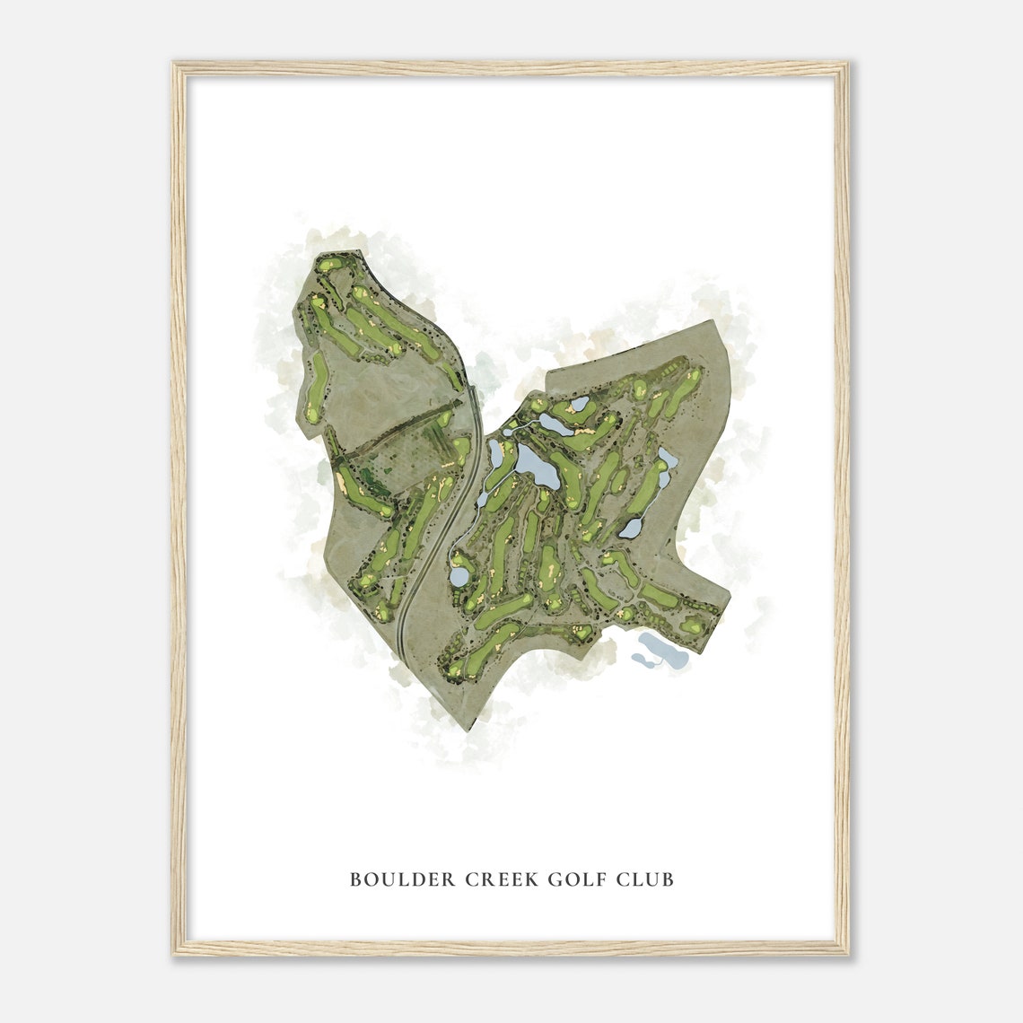 Boulder Creek Golf Club Watercolor Course Map Classic Golf Poster