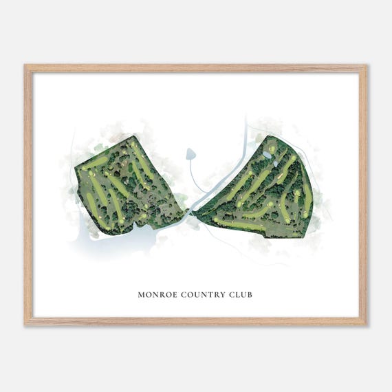 Monroe Country Club In Monroe North Carolina Classic Watercolor Map Golfer Gift Golf Wall Art Golf Poster Print Course Layout