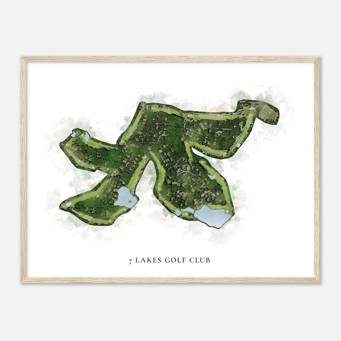 7 Lakes Golf Club North Carolina Classic Watercolor Map Poster - Image 2