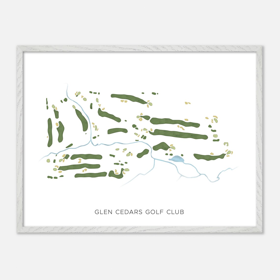 Glen Cedars Golf Club Modern Minimalist Watercolor Course Layout Poster - Image 3