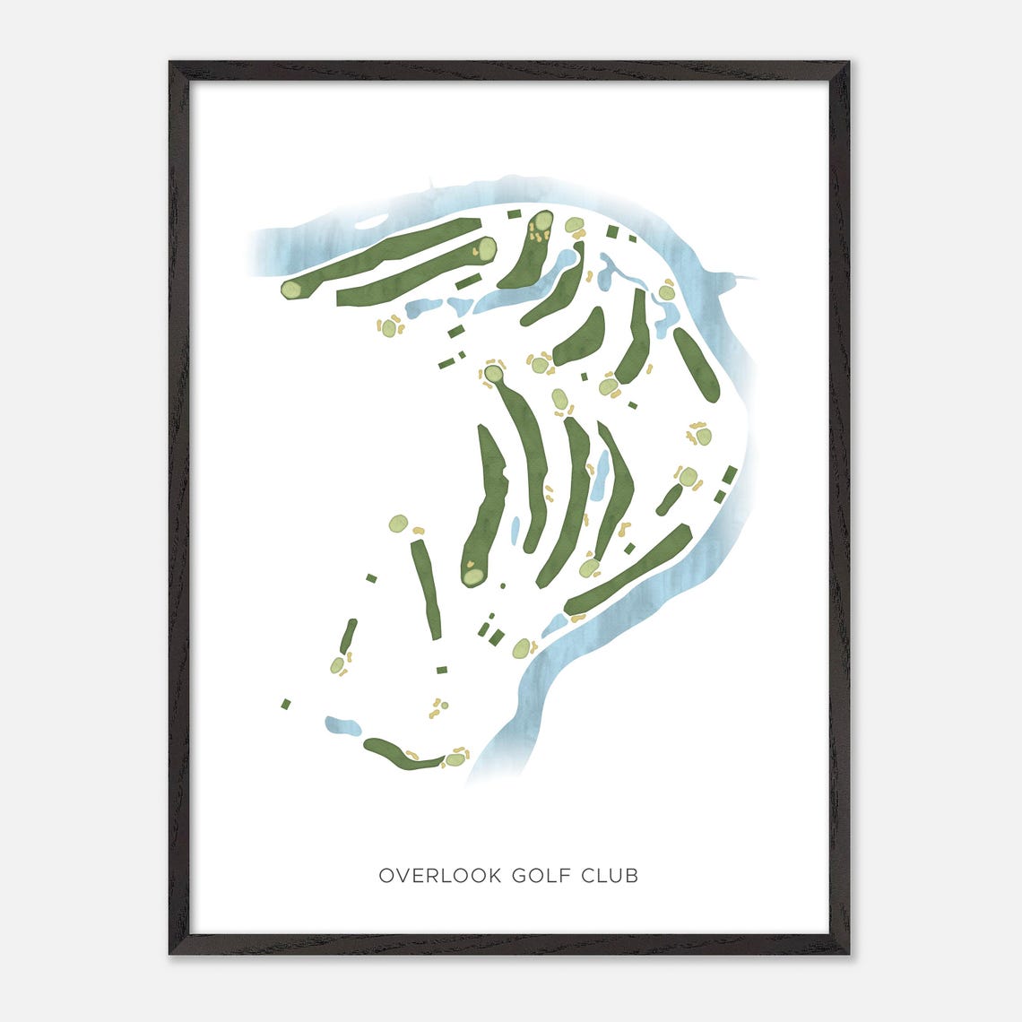 Overlook Golf Club Modern Minimalist Watercolor Course Map Poster - Image 3