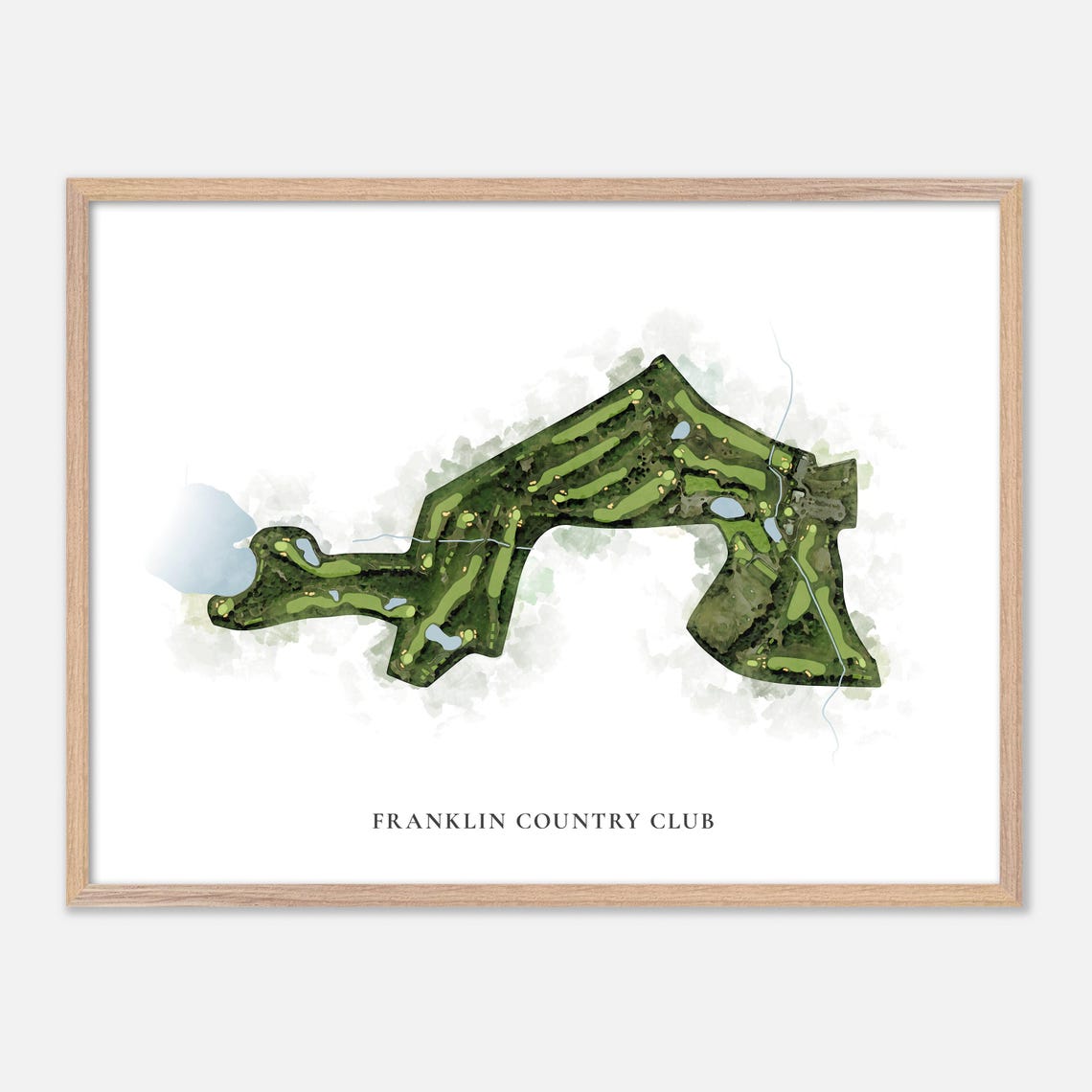Franklin Country Club Massachusetts Classic Watercolor Map Poster