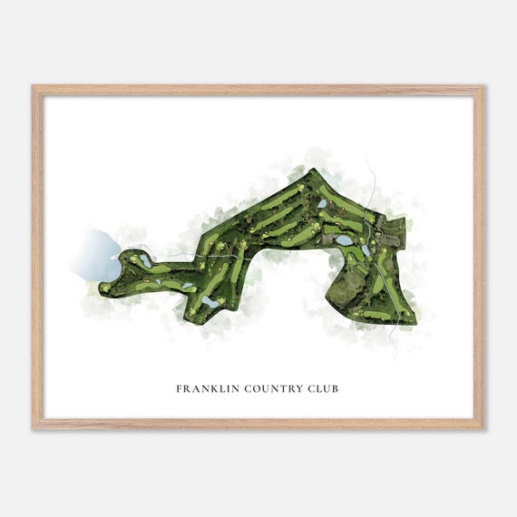 Franklin Country Club In Franklin Massachusetts Classic Watercolor Map Golfer Gift Golf Wall Art Golf Poster Print Course Layout