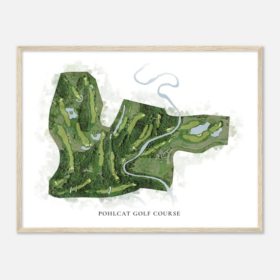 Pohlcat Golf Course Michigan Classic Watercolor Map Golfer Gift Golf Wall Art Golf Poster Print Course Layout