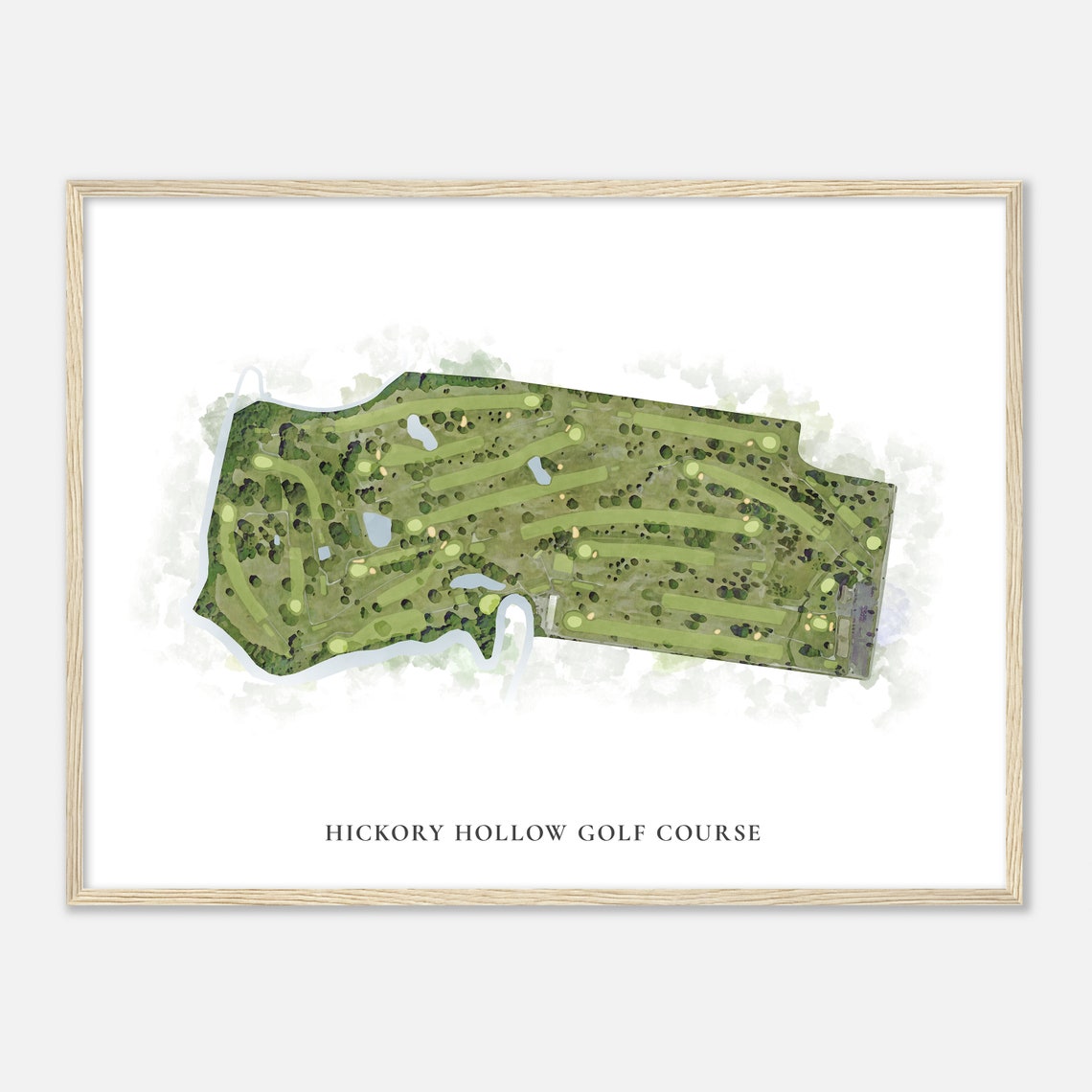 Hickory Hollow Golf Course Classic Watercolor Aerial Golf Map Poster - Image 2