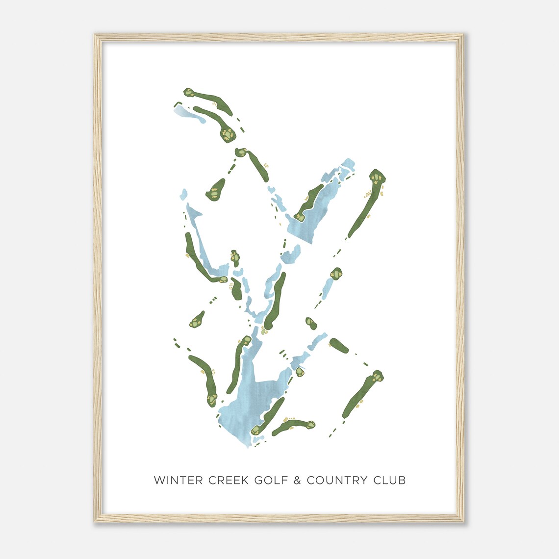 Winter Creek Golf & Country Club Oklahoma Modern Watercolor Course Map Poster - Image 2