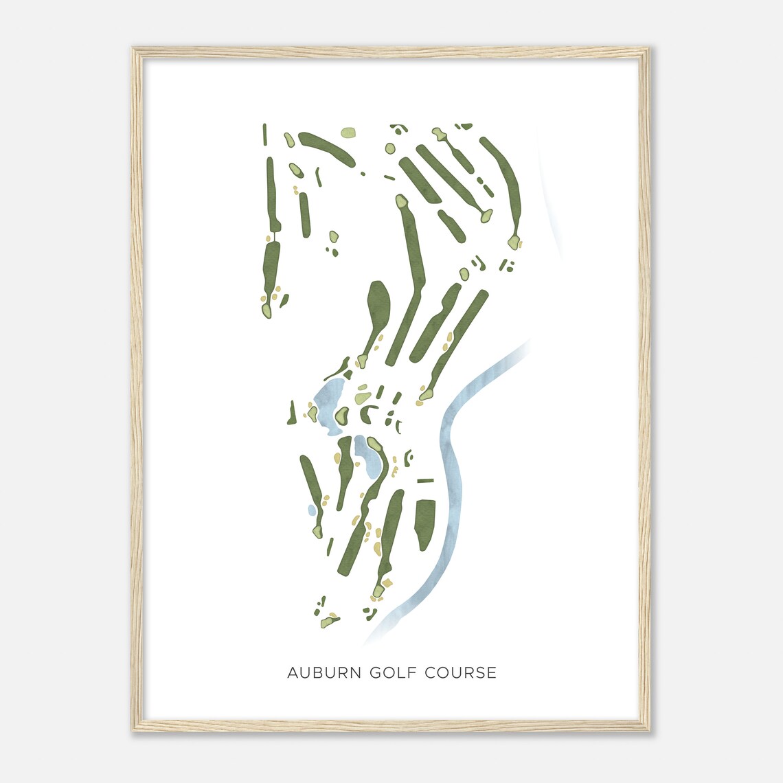 Auburn Golf Course Washington Modern Watercolor Map Golfer Gift Golf Wall Art Golf Poster Print Course Layout