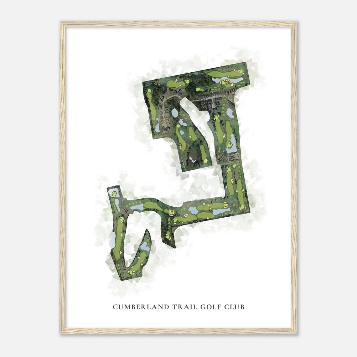 Cumberland Trail Golf Club Watercolor Golf Course Map Art Poster