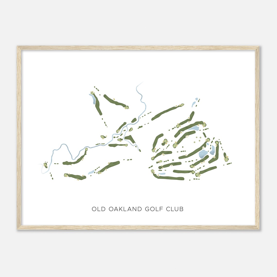 Old Oakland Golf Club Minimalist Watercolor Course Map Sports Wall Art - Image 2
