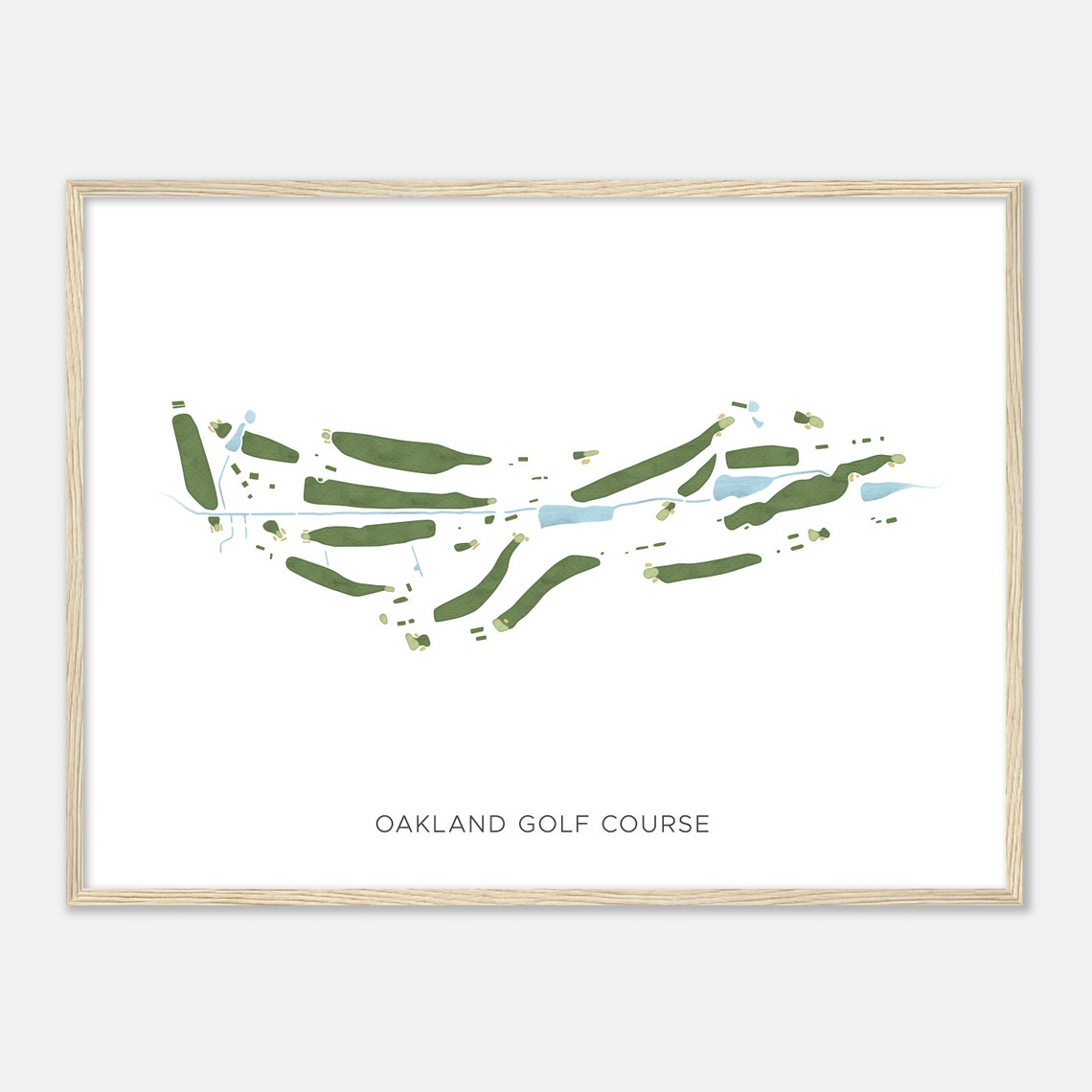 Oakland Golf Course Maryland Modern Watercolor Map Golfer Gift Golf Wall Art Golf Poster Print Course Layout