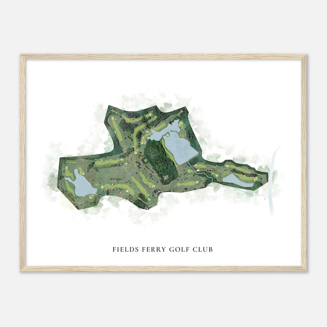 Fields Ferry Golf Club Classic Aerial Watercolor Course Map Poster
