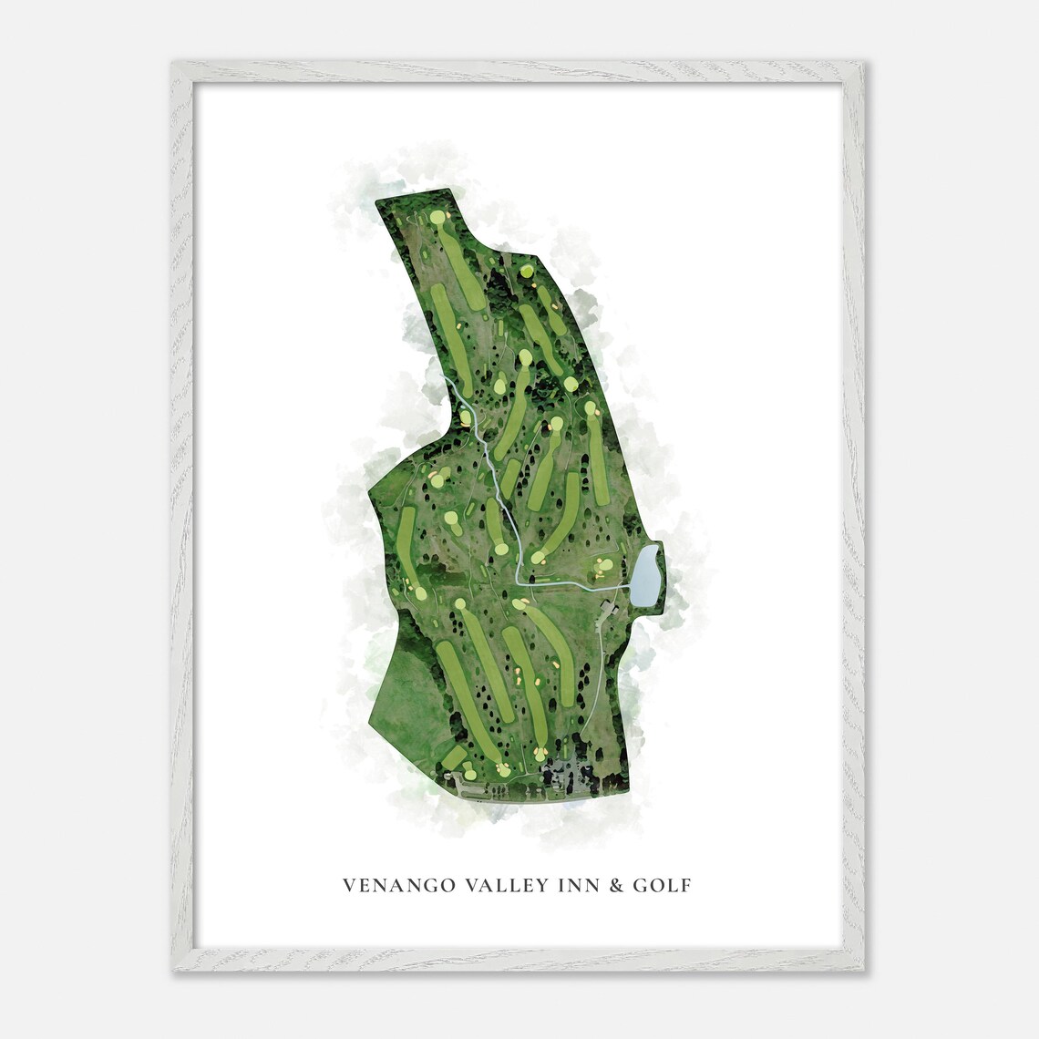 Venango Valley Inn and Golf Watercolor Aerial Course Map Poster - Image 2