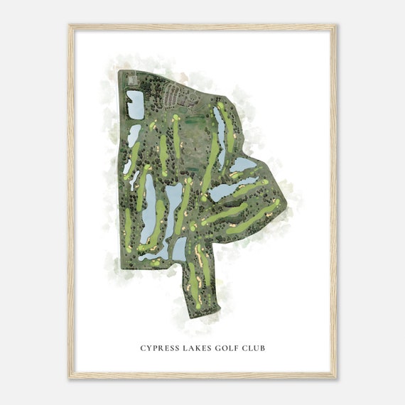 Cypress Lakes Golf Club Texas Classic Watercolor Map Golfer Gift Golf Wall Art Golf Poster Print Course Layout