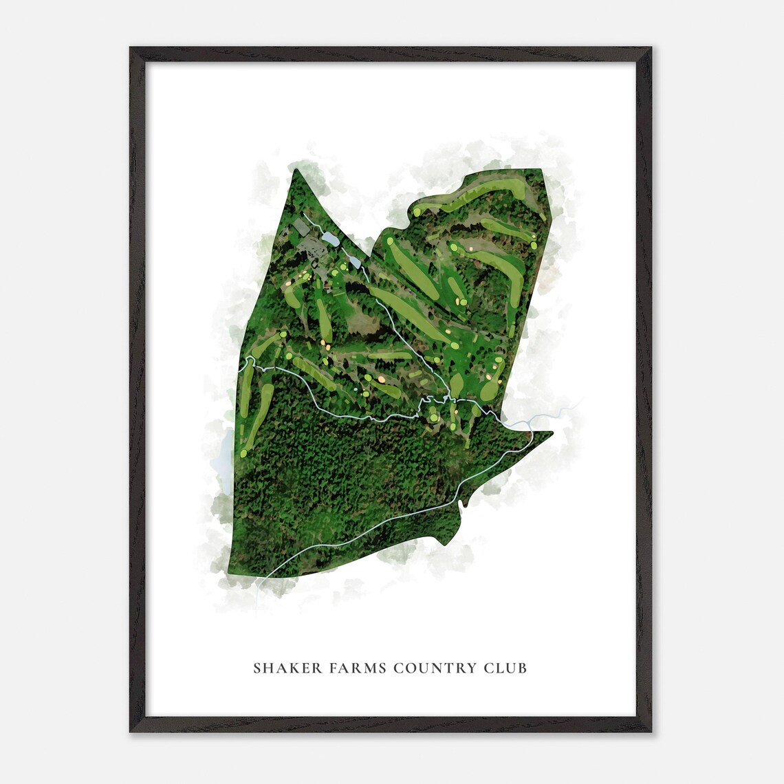 Shaker Farms Country Club Classic Aerial Watercolor Golf Map Poster - Image 3