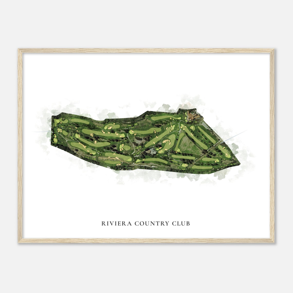 Riviera Country Club Classic Watercolor Golf Course Map Poster