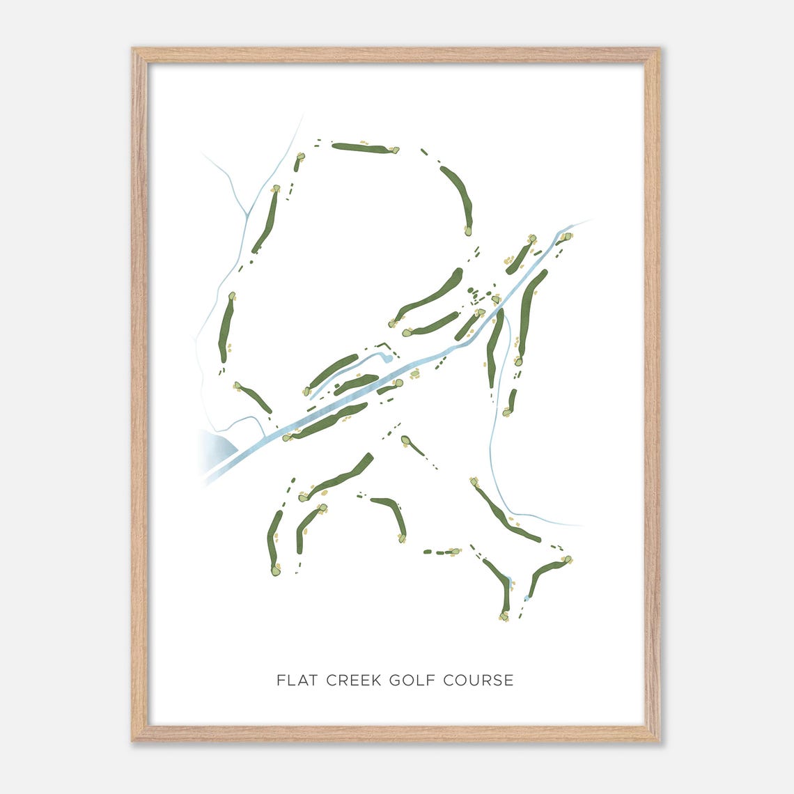 Flat Creek Golf Course Modern Watercolor River Map Art Poster - Image 2
