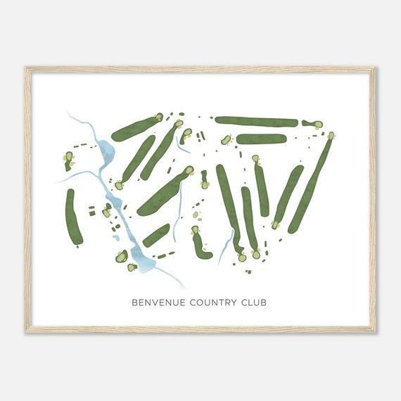 Benvenue Country Club North Carolina Modern Watercolor Map Golfer Gift Golf Wall Art Golf Poster Print Course Layout